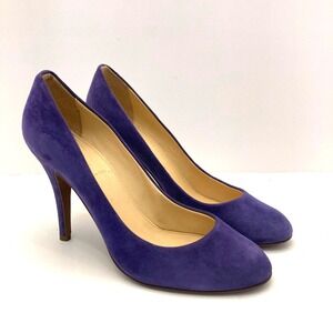 J. Crew‎ Suede Pumps Purple Leather Womens 8.5 Stiletto Round Toe Made Italy